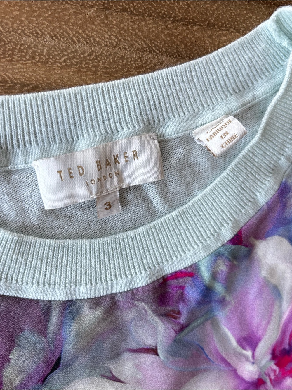 Ted Baker Gertie Hanging Gardens Floral Silk Blend Sweater Mint UK 3 US 8 M 90s - Picture 7 of 15